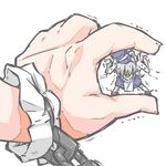  chain cuffs giantess hat ibuki_suika kureha_mitsushige long_sleeves mononobe_no_futo multiple_girls shackles shirt silver_hair skirt touhou trembling wide_sleeves 