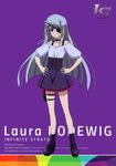  1girl absurdres grey_hair hands_on_hips highres infinite_stratos laura_bodewig official_art solo 