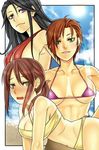  asashin_(kazami-tomo) bad_id bad_pixiv_id bikini black_hair blush breasts brown_eyes brown_hair cleavage green_eyes halter_top halterneck idolmaster idolmaster_cinderella_girls kiba_manami large_breasts long_hair micro_bikini mifune_miyu multiple_girls navel purple_eyes short_hair sideboob slingshot_swimsuit swimsuit takahashi_reiko toned underboob 