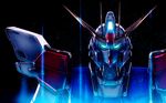  black_background energy glowing glowing_eyes gundam gundam_build_fighters highres mecha no_humans science_fiction solo star_build_strike_gundam 