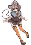  animal_ears blush grey_hair looking_at_viewer mouse_ears mouse_tail nazrin red_eyes short_hair simple_background skirt solo tail thighhighs touhou white_background yunuki_uta zettai_ryouiki 