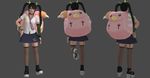  3d backpack bag black_hair cosplay dead_or_alive hachikuji_mayoi hachikuji_mayoi_(cosplay) long_hair marie_rose monogatari_(series) red_eyes solo thighhighs twintails 