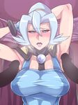  black_beat blue_hair blush breasts censored gym_leader ibuki_(pokemon) large_breasts penis pokemon pokemon_(game) pokemon_hgss 