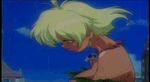  1girl 90s animated animated_gif bare_shoulders bouncing_breasts breasts cleavage earrings green_hair jewelry jungle_de_ikou mii_(jungle_de_ikou) moriyama_yuji nakajima_atsuko necklace oldschool rain 