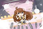  ahoge bad_id bad_pixiv_id brown_hair concert idolmaster idolmaster_million_live! long_hair open_mouth purple_eyes saku_(osake_love) smile solo stage stage_lights tokoro_megumi v 