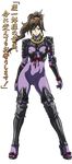  armor bodysuit brown_hair fuuun_ishin_dai_shogun green_eyes hattori_kiriko high_heels hitoribe_kiriko navel ninja wide_hips 