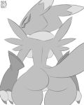  2018 breasts butt digimon digimon_(species) eyes_closed featureless_crotch female from_behind_(disambiguation) renamon xylas 