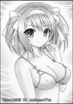  bangs bikini greyscale hairband monochrome nightmare77zx short_hair solo suzumiya_haruhi suzumiya_haruhi_no_yuuutsu swimsuit 