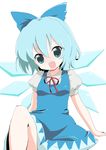  bad_id bad_pixiv_id blue_eyes blue_hair cirno fang ica open_mouth sitting smile solo touhou wings 