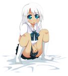  :o akino_sora aqua_eyes blue_eyes long_hair miniskirt multicolored_hair original plaid plaid_skirt pleated_skirt ribbon school_uniform silver_hair skirt socks solo squatting two-tone_hair white_hair 