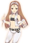  :d brown_eyes brown_hair buckle choker collarbone cool_&amp;_sexy_(idolmaster) holding idolmaster idolmaster_(classic) idolmaster_1 long_hair looking_at_viewer midriff minase_iori mizuki_makoto navel open_clothes open_mouth open_vest simple_background smile solo stomach stuffed_animal stuffed_bunny stuffed_toy vest white_background 