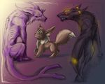  espeon forked_tail full_body fur gen_1_pokemon gen_2_pokemon guardianofire multiple_tails no_humans pointy_ears pokemon pokemon_(creature) realistic tail two_tails umbreon 