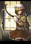  bad_id bad_pixiv_id blonde_hair doll doll_hug flandre_scarlet hat letterboxed lieqi_hun red_eyes short_hair smile solo stuffed_animal stuffed_toy teddy_bear touhou wings 