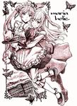  1girl highres maid maria_holic mole mole_under_eye monochrome nobita otoko_no_ko pantyhose pink shidou_mariya shinouji_matsurika 