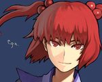  closed_mouth face onozuka_komachi portrait red_eyes red_hair short_hair smile solo touhou two_side_up yu_65026 