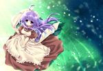  capura_lin grass kafra long_hair maid purple_eyes purple_hair ragnarok_online solo wind 