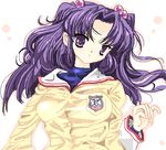  blue_eyes blue_hair clannad hair_bobbles hair_ornament hikarizaka_private_high_school_uniform ichinose_kotomi long_hair lying oekaki school_uniform solo toshi_(little-fluffy-cloud) two_side_up 