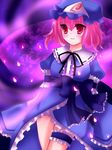  adaajt japanese_clothes kimono petals pink_hair ribbon saigyouji_yuyuko short_hair solo touhou 