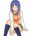  blue_hair kikuta kurusugawa_ayaka panties school_uniform socks solo sweater_vest to_heart underwear vest 