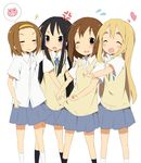  :3 =_= akiyama_mio bad_id bad_pixiv_id black_eyes black_hair blonde_hair brown_eyes brown_hair closed_eyes hairband hirasawa_yui k-on! kareha_aki kotobuki_tsumugi long_hair multiple_girls one_eye_closed pig school_uniform short_hair tainaka_ritsu 