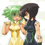  bad_id bad_pixiv_id black_hair blush busou_shinki dd_(ijigendd) doll_joints fangs green_eyes green_hair howling_(busou_shinki) maochao multiple_girls yellow_eyes 