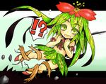  commentary_request flower green_eyes green_hair kotoba_noriaki long_hair open_mouth original pixiv_card_battler plant_girl solo 