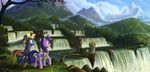  birds blue_eyes blue_fur devinian duo equine female friendship_is_magic fur hair hi_res horn horse house male mammal mountain multi-colored_hair my_little_pony nature outside pegasus pony purple_eyes purple_fur purple_hair twilight_sparkle_(mlp) two_tone_hair water waterfall winged_unicorn wings 