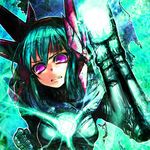  commentary_request green_hair kotoba_noriaki original pixiv_card_battler purple_eyes solo 