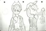  anthro applejack_(mlp) equine friendship_is_magic hair hi_res horse hosendamaru mammal multi-colored_hair my_little_pony pony preview sketch 