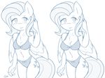 absurd_res ambris anthro anthrofied black_and_white blush bra breast_comparison breasts breasts_comparison cleavage clothed clothing comparison duo equine female fluttershy_(mlp) friendship_is_magic hair hi_res mammal monochrome my_little_pony navel panties pegasus plain_background standing underwear white_background wings 