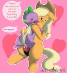  anal anal_penetration applejack_(mlp) blonde_hair blush caluriri cowboy_hat dildo domination dragon equine female female_domination freckles friendship_is_magic green_eyes hair hat horse male mammal my_little_pony pegging penetration penis pony sex_toy spike_(mlp) strapon 