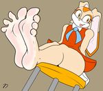  4_toes anthro barefoot big_ears big_feet clothed clothing cream_the_rabbit cute daughter dress female foot_fetish foot_focus gloves hindpaw lagomorph mammal paws plain_background rabbit scarf sega sitting smile soles sonic_(series) stool toes tongue tongue_out wide_hips yellow_eyes young zp92 