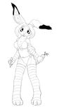  anthro big_breasts bikini breasts carrot clothing crossgender cute face_marks female fur hair james_fox jamesfoxbr lagomorph lapine looking_at_viewer mammal monochrome open_mouth pen plain_background rabbit smile solo standing swimsuit teeth uncolored underwear white_background 