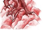  chinese_dragon claws cliff dragon fangs horn red_scales reptile rocks scales scalie sketch teeth tongue vibrantechoes 
