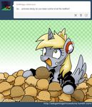  blonde_hair blush cute derpy_hooves_(mlp) english_text equine female food friendship_is_magic fur grey_fur hair horn john_joseco mammal muffin my_little_pony open_mouth solo text winged_unicorn wings yellow_eyes 