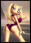  big_breasts blue_eyes brandy_and_mr._whiskers brandy_harrington breasts canine collar disney dog female huge_breasts innocenttazlet mammal sea seaside sky smile swimsuit water 