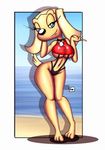  big_breasts blue_eyes brandy_and_mr._whiskers brandy_harrington breasts canine collar disney dog female huge_breasts innocenttazlet mammal sea seaside shadow sky smirk swimsuit water 