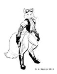  canine eyewear female fox goggles gun mammal monochrome pi pistol plain_background ranged_weapon richard_bartrop solo steampunk uncolored weapon white_background 