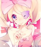  blonde_hair blue_eyes bow drill_hair eyepatch harime_nui hime03_rin14 kill_la_kill long_hair pink_bow ribbon smile solo twin_drills twintails 