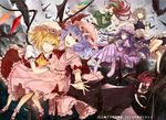  apron ascot bat blonde_hair blue_hair book_stack brooch capelet carrying chinese_clothes coat crescent dress flandre_scarlet hat hat_ribbon head_wings hong_meiling izayoi_sakuya jewelry kazabana_fuuka knife koakuma looking_at_viewer maid maid_headdress md5_mismatch mob_cap multiple_girls one_eye_closed open_clothes open_coat open_mouth patchouli_knowledge pink_dress pocket_watch puffy_sleeves purple_hair red_dress red_eyes red_hair remilia_scarlet ribbon sash scarlet_devil_mansion shirt short_sleeves siblings side_slit silver_hair sisters skirt skirt_set smile star striped striped_dress touhou waist_apron watch 