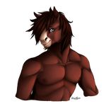  abs alpha_channel anthro biceps blue_eyes brown_fur brown_hair brown_nipples bust equine front fur hair hair_over_eye horse male mammal muscles navel nipples nude pecs peekaboo plain_background pose smile solo toned topless transparent_background unifawn 