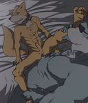  abs anal balls biceps canine erection eye_patch eyes_closed eyewear fox fox_mccloud fur gay hair male mammal muscles nintendo nude pecs penetration penis sex spread_legs spreading star_fox teeth uncut unknown_artist video_games wolf wolf_o&#039;donnell wolf_o'donnell 