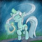  cutie_mark equine eyes_closed female friendship_is_magic fur green_fur green_hair hair horn lyra_heartstrings_(mlp) lyre mammal music musical_instrument my_little_pony rain solo unicorn 