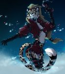  cheetah collar feline female gloves grin gun hair karinca_wildfang long_hair mammal parody ranged_weapon weapon 