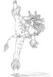  cervine dancing dreadlocks ear_piercing female fur furry-specific_piercing gazelle hair horn_piercing jewelry mammal monochrome nipple_piercing nipples nude open_mouth oryx piercing pussy raised_leg solo spread_legs spreading tribal tuft tufts wolfkidd 