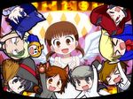  amagi_yukiko angel_wings animal_ears bat_wings black_eyes black_hair blonde_hair blue_eyes blue_hair broom brown_eyes brown_hair cat_ears chiizu_ochaduke doujima_nanako frankenstein's_monster_(cosplay) grey_eyes grey_hair halloween_costume hanamura_yousuke hat horns kujikawa_rise kuma_(persona_4) long_hair multiple_boys multiple_girls narukami_yuu open_mouth persona persona_4 satonaka_chie shirogane_naoto short_hair smile stitches tatsumi_kanji twintails wings witch_hat 