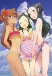  :d ass ball beachball bikini blue_bikini blue_eyes blue_hair blue_sky blush brown_hair closed_eyes cloud day fisheye flat_chest flower green_hair hair_bobbles hair_flower hair_ornament hibiscus houjou_hibiki kurokawa_eren long_hair looking_at_viewer mikurou_(nayuta) minamino_kanade multiple_girls ocean one_side_up open_mouth precure sarong seiren_(suite_precure) sky smile string_bikini suite_precure summer swimsuit tan thigh_gap two_side_up yellow_eyes 