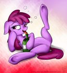  bottle equine female feral friendship_is_magic fur hair holding horse inside licking lying mammal my_little_pony on_side pink_fur pony purple_hair smile solo tongue tongue_out 