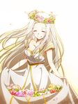  dress fate/zero fate_(series) flower head_wreath irisviel_von_einzbern long_hair oshiruko_(xephon-0401) skirt_basket solo white_hair 