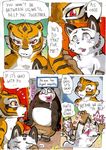  &lt;3 anthro areola bear better_late_than_never big_breasts blush breasts cleavage clothed clothing comic daigaijin dialog english_text feline female fondling horny kung_fu_panda ladies_of_the_shade male mammal master_tigress nude panda po song_(character) text tiger transformation 